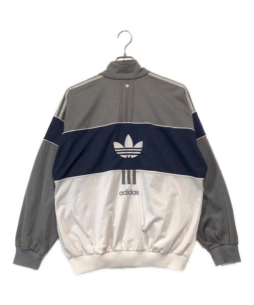 adidas（アディダス）adidas (アディダス) トラックジャケット グレー×ネイビー サイズ:US Mの古着・服飾アイテム