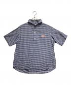 DANTONダントン）の古着「丸襟半袖シャツ」｜ブルー×ホワイト