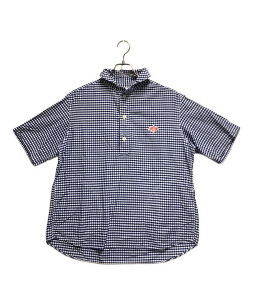 DANTON（ダントン）DANTON (ダントン) 丸襟半袖シャツ ブルー×ホワイト サイズ:40の古着・服飾アイテム
