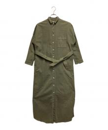 THE SHIRT by upper hights（ザ シーツ バイ アッパーハイツ）の古着「マキシ丈ツイルシャツワンピース」｜グリーン