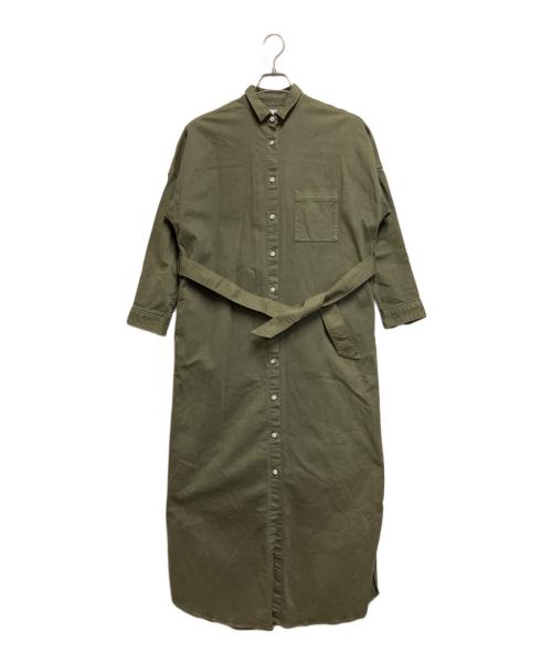 THE SHIRT by upper hights（ザ シーツ バイ アッパーハイツ）THE SHIRT by upper hights (ザ シーツ バイ アッパーハイツ) マキシ丈ツイルシャツワンピース グリーンの古着・服飾アイテム
