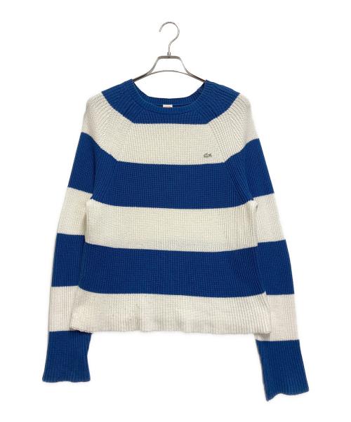 LACOSTE LIVE（ラコステライブ）LACOSTE LIVE (ラコステライブ) ニット ホワイト×ブルー サイズ:Lの古着・服飾アイテム