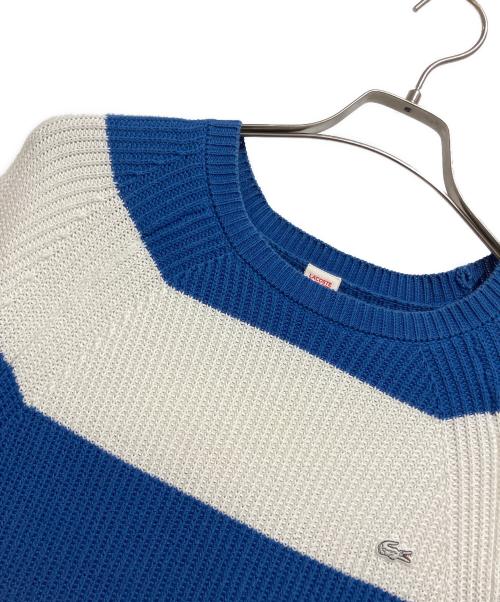 LACOSTE LIVE（ラコステライブ）LACOSTE LIVE (ラコステライブ) ニット ホワイト×ブルー サイズ:Lの古着・服飾アイテム