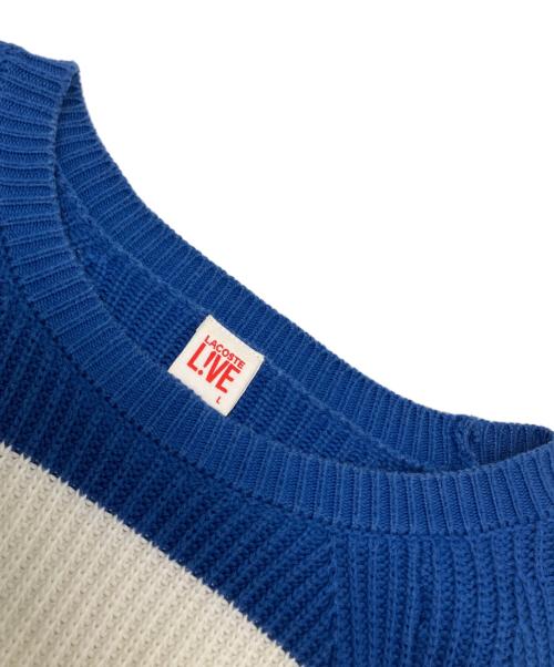 LACOSTE LIVE（ラコステライブ）LACOSTE LIVE (ラコステライブ) ニット ホワイト×ブルー サイズ:Lの古着・服飾アイテム