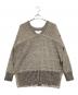 CLANE（クラネ）の古着「W FACE CUT NECK WIDE KNIT TOPS（ダブルフェイス カット ネック ワイド ニット トップス）」｜ライトグレー
