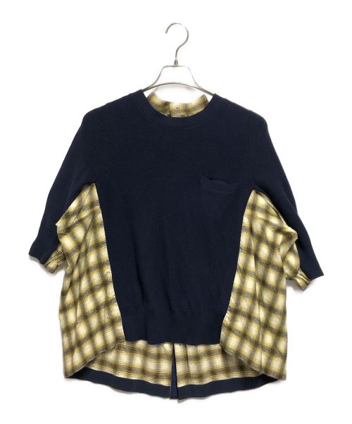 sacai（サカイ）sacai (サカイ) 切替シャツ イエロー×ネイビー サイズ:1の古着・服飾アイテム