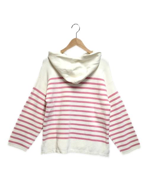 LACOSTE（ラコステ）LACOSTE (ラコステ) ミラノリブニットボーダーフーディー ホワイト×ピンク サイズ:ＳＩＺＥ　Ｍの古着・服飾アイテム