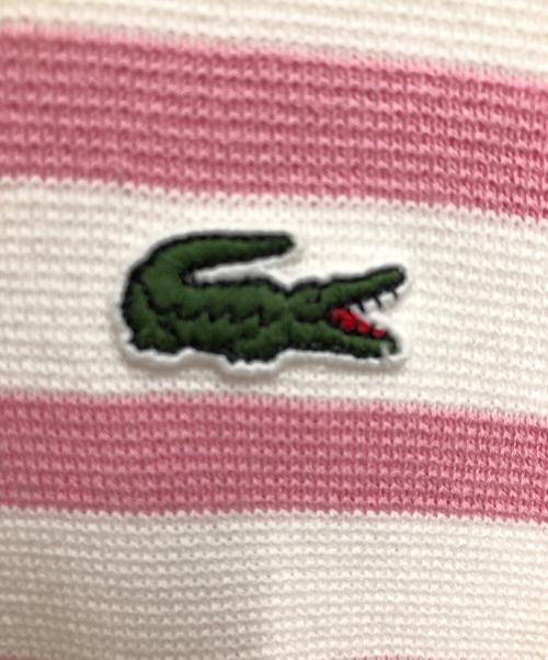 LACOSTE（ラコステ）LACOSTE (ラコステ) ミラノリブニットボーダーフーディー ホワイト×ピンク サイズ:ＳＩＺＥ　Ｍの古着・服飾アイテム