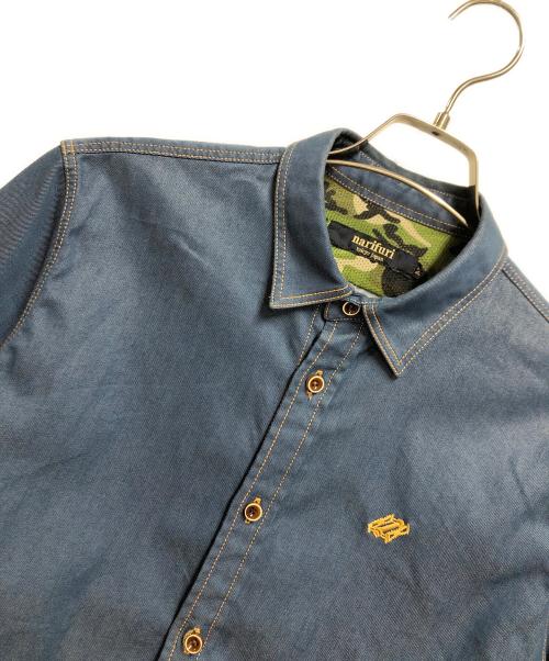 narifuri（ナリフリ）narifuri (ナリフリ) Dry denim shirts（ドライデニムシャツ） スカイブルー サイズ:Ｍの古着・服飾アイテム