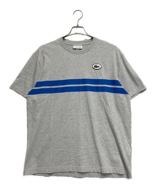 LACOSTE（ラコステ）LACOSTE (ラコステ) フロントボーダーバックプリントTシャツ ライトグレー×ブルー サイズ:FR 5 / US Lの古着・服飾アイテム
