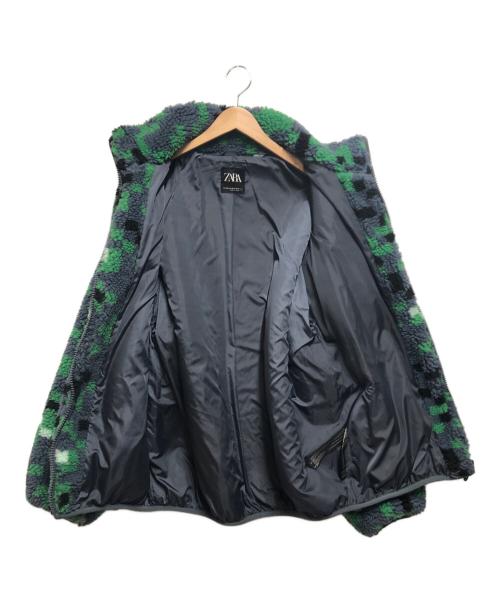 ZARA（ザラ）ZARA (ザラ) ボアジャケット グレー×グリーン サイズ:ＳＩＺＥ　ＸＬの古着・服飾アイテム