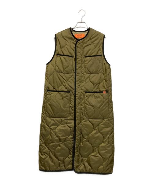 UNIVERSAL OVERALL（ユニバーサルオーバーオール）UNIVERSAL OVERALL (ユニバーサルオーバーオール) QUILT LONG VEST オリーブ サイズ:FREEの古着・服飾アイテム
