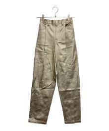 Ameri（アメリ）の古着「UNDRESSED DENIM DETAIL SYNTHETIC LEATHER PANTS」｜ベージュ