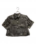 Ameriアメリ）の古着「FRILL SLEEVE SHEER SHIRT」｜グレー