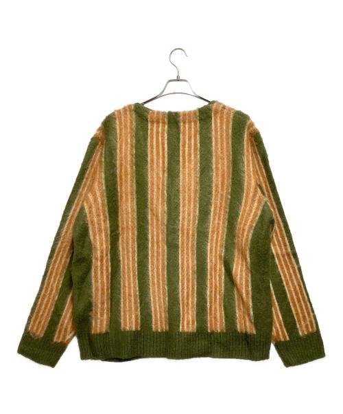 AVIREX（アヴィレックス）AVIREX (アヴィレックス) ストライプ モヘア ライク カーディガン グリーン×オレンジ サイズ:XLの古着・服飾アイテム