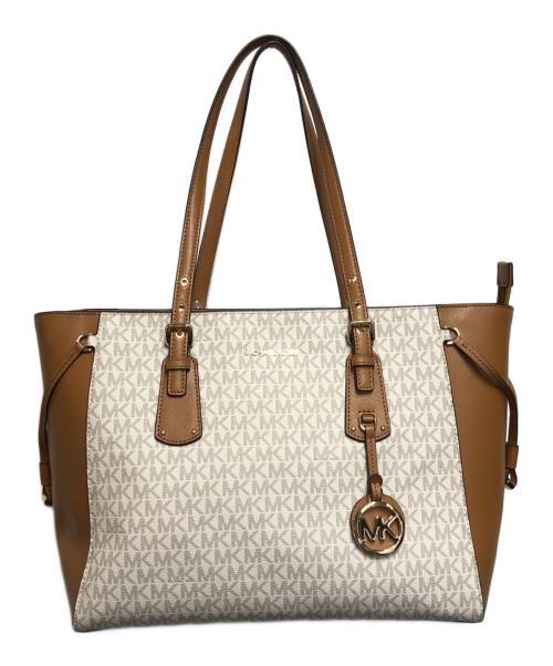 MICHAEL KORS（マイケル・コース）MICHAEL KORS (マイケルコース) トートバッグ ホワイト×ブラウンの古着・服飾アイテム