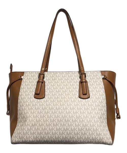 MICHAEL KORS（マイケル・コース）MICHAEL KORS (マイケルコース) トートバッグ ホワイト×ブラウンの古着・服飾アイテム