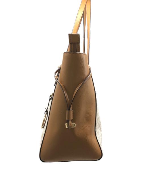 MICHAEL KORS（マイケル・コース）MICHAEL KORS (マイケルコース) トートバッグ ホワイト×ブラウンの古着・服飾アイテム