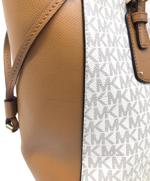 MICHAEL KORS（マイケル・コース）MICHAEL KORS (マイケルコース) トートバッグ ホワイト×ブラウンの古着・服飾アイテム