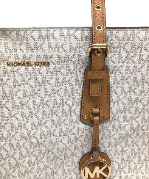 MICHAEL KORS（マイケル・コース）MICHAEL KORS (マイケルコース) トートバッグ ホワイト×ブラウンの古着・服飾アイテム