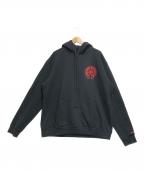 CHROME HEARTSクロムハーツ）の古着「ホースシューバックプリントプルオーバーパーカー」｜ブラック