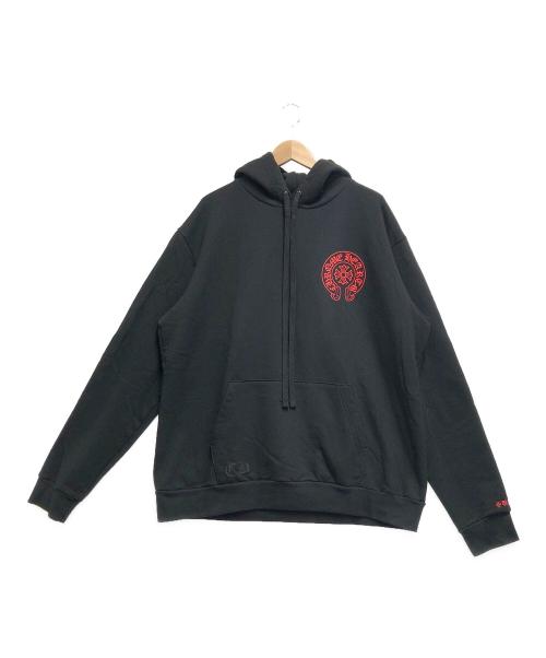 CHROME HEARTS（クロムハーツ）CHROME HEARTS (クロムハーツ) ホースシューバックプリントプルオーバーパーカー ブラック サイズ:Lの古着・服飾アイテム