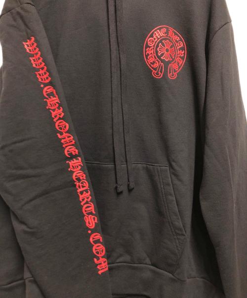 CHROME HEARTS（クロムハーツ）CHROME HEARTS (クロムハーツ) ホースシューバックプリントプルオーバーパーカー ブラック サイズ:Lの古着・服飾アイテム