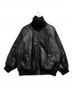 Javaジャバ）の古着「リブタートルフェイクレザージャケット」｜ブラック