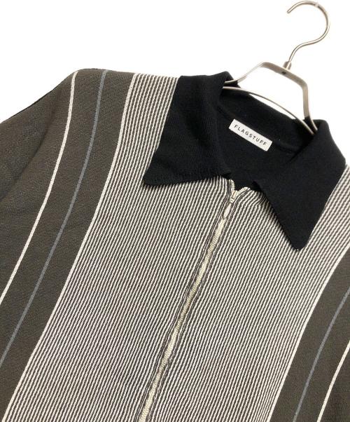 flagstuff（フラグスタフ）flagstuff (フラグスタフ) STRIPE SWEATER ブラック×グレー サイズ:Lの古着・服飾アイテム