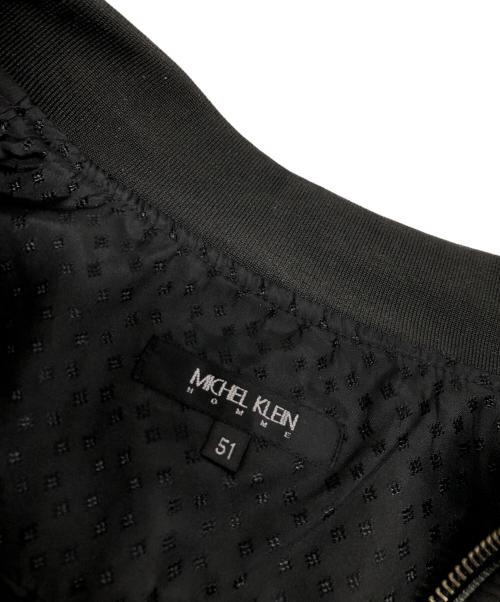 MICHEL KLEIN HOMME（ミッシェルクラン オム）MICHEL KLEIN HOMME (ミッシェルクラン オム) リブ編みナイロンMA-1ブルゾン ブラック サイズ:51の古着・服飾アイテム