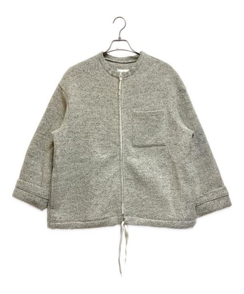 I（アイ）I (アイ) wool crew neck knit cardigan ライトグレー サイズ:3の古着・服飾アイテム