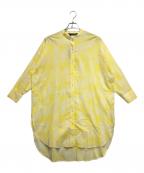 mizuiro-indミズイロインド）の古着「プリントスタンドカラーシャツチュニック」｜イエロー