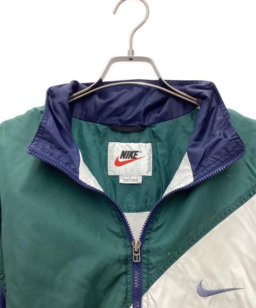 NIKE（ナイキ）NIKE (ナイキ) ナイロンジャケット 90S 銀タグ ホワイト×グリーン×ネイビー サイズ:SIZE Lの古着・服飾アイテム