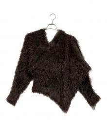 THROW（スロー）の古着「SLANT NECK MG TOPS（スラント ネック ミドルゲージ トップス）」｜ブラウン