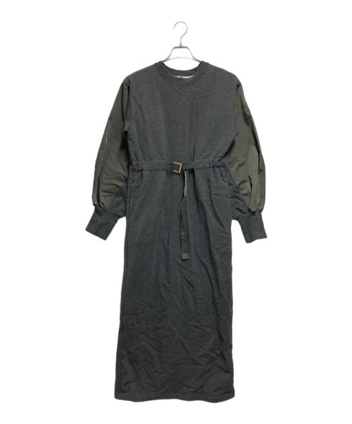AER（エアー）AER (エアー) スウェットコンビベルテッドワンピース グレー サイズ:FREEの古着・服飾アイテム