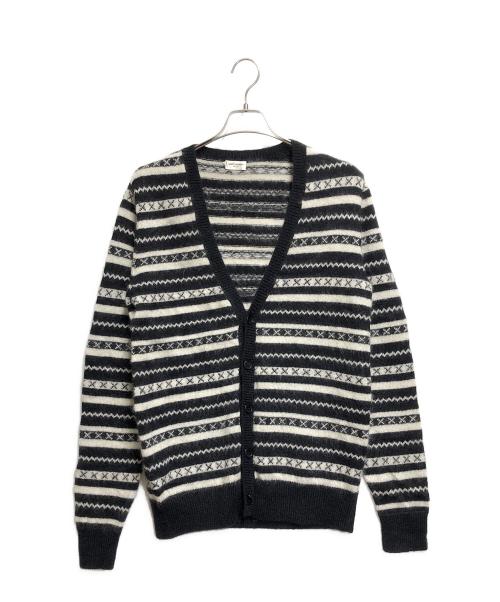 Saint Laurent Paris（サンローランパリ）Saint Laurent Paris (サンローランパリ) モヘアニットカーディガン ホワイト×ブラック サイズ:ＳＩＺＥ　Ｍの古着・服飾アイテム