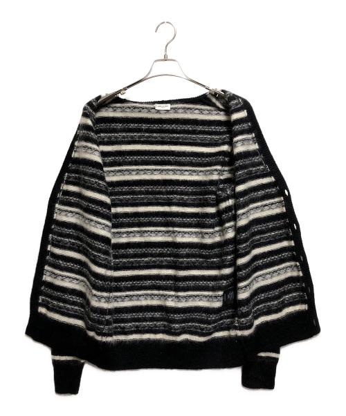 Saint Laurent Paris（サンローランパリ）Saint Laurent Paris (サンローランパリ) モヘアニットカーディガン ホワイト×ブラック サイズ:ＳＩＺＥ　Ｍの古着・服飾アイテム