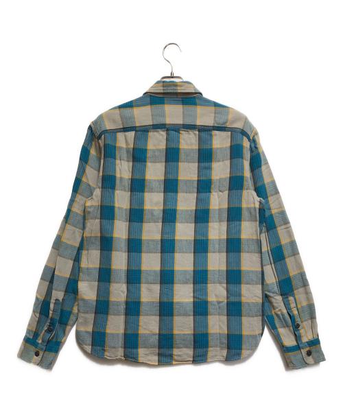 RRL（ダブルアールエル）RRL (ダブルアールエル) コットンチェック柄シャツ スカイブルー×グレー サイズ:Lの古着・服飾アイテム