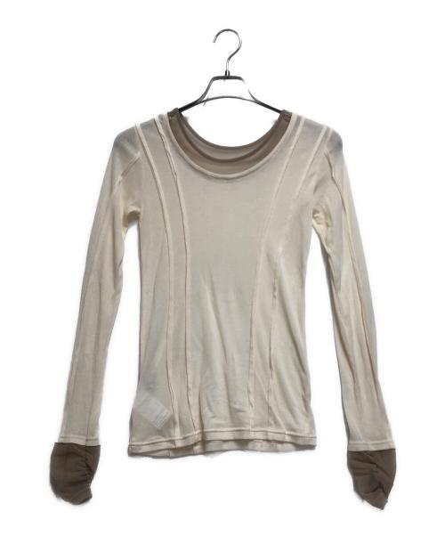 MAISON SPECIAL（メゾンスペシャル）MAISON SPECIAL (メゾンスペシャル) 2way Neck Sheer Docking Tops ベージュ サイズ:FREEの古着・服飾アイテム