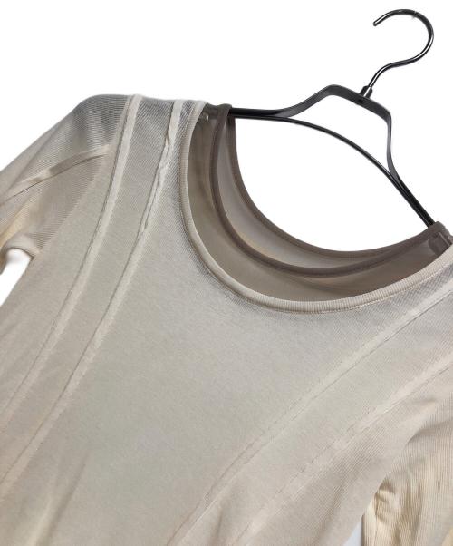 MAISON SPECIAL（メゾンスペシャル）MAISON SPECIAL (メゾンスペシャル) 2way Neck Sheer Docking Tops ベージュ サイズ:FREEの古着・服飾アイテム
