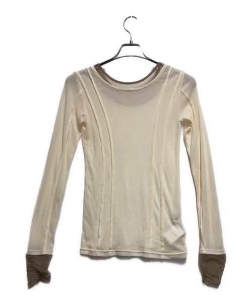 MAISON SPECIAL（メゾンスペシャル）MAISON SPECIAL (メゾンスペシャル) 2way Neck Sheer Docking Tops ベージュ サイズ:FREEの古着・服飾アイテム