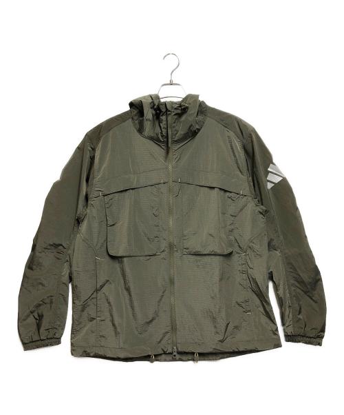 adidas（アディダス）adidas (アディダス) シティエスケープ ルーズフィット シャイニークリンクル リップストップ フード付きジャケット オリーブ サイズ:XLの古着・服飾アイテム