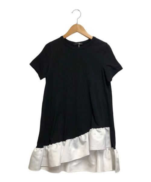 YOKO CHAN（ヨーコチャン）YOKO CHAN (ヨーコチャン) アシンメトリーペプラムカットソー ブラック×ホワイト サイズ:38の古着・服飾アイテム