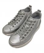 bussolaブソラ）の古着「ミッドカットサイドゴアスニーカー」｜シルバー×ホワイト