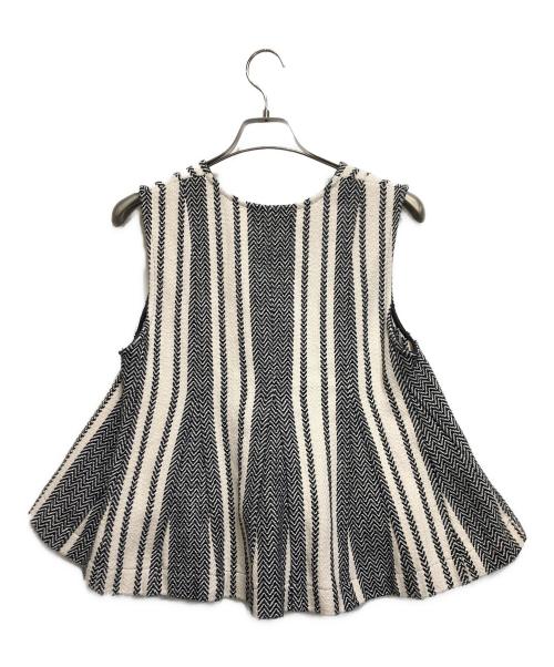 BLACK by moussy（ブラックバイマウジー）BLACK by moussy (ブラックバイマウジー) メニータックトップス ホワイト×ブラック サイズ:ＦＲＥＥの古着・服飾アイテム