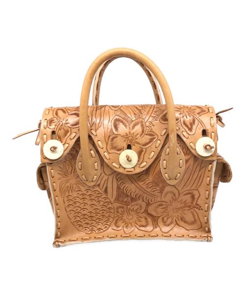 Carving Tribes（カービングトライブス）Carving Tribes (カービングトライブス) レザーハンドバッグ ブラウンの古着・服飾アイテム