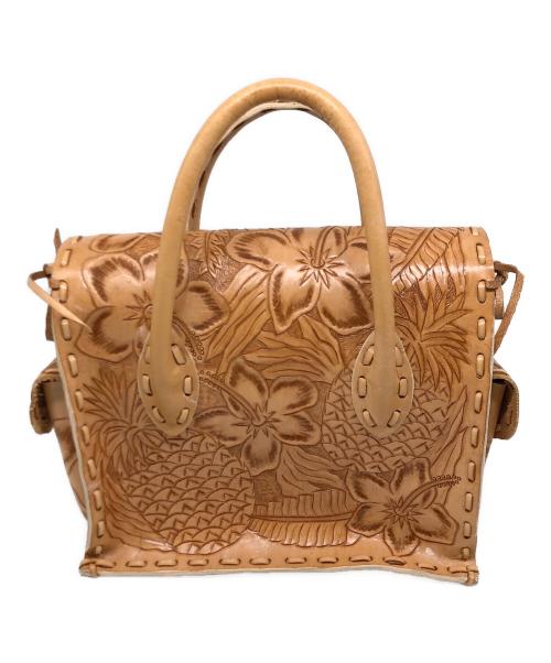 Carving Tribes（カービングトライブス）Carving Tribes (カービングトライブス) レザーハンドバッグ ブラウンの古着・服飾アイテム