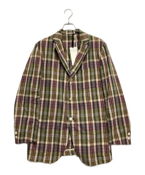 J.PRESS（ジェイプレス）J.PRESS (ジェイプレス) kenneth field (ケネスフィールド) マドラスチェックジャケット グリーン×ブラウン サイズ:ＳＩＺＥ４０の古着・服飾アイテム