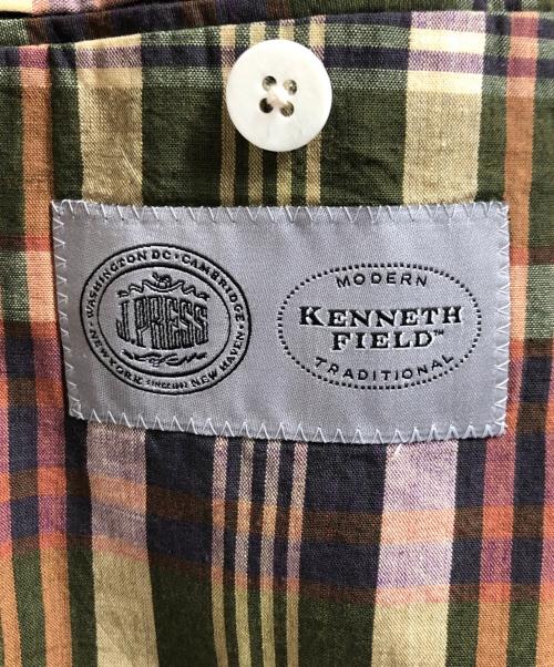 J.PRESS（ジェイプレス）J.PRESS (ジェイプレス) kenneth field (ケネスフィールド) マドラスチェックジャケット グリーン×ブラウン サイズ:ＳＩＺＥ４０の古着・服飾アイテム