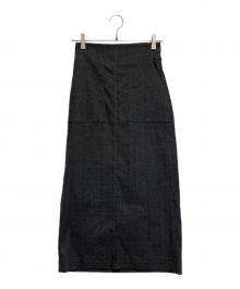 ROPE（ロペ）の古着「ポケット付きチェックタイトスカート」｜チャコールグレー